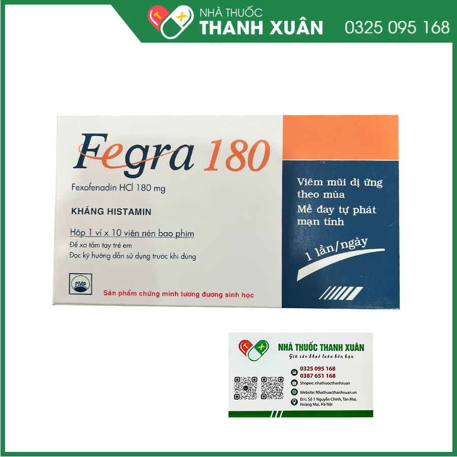 Fegra 180 điều trị viêm mũi dị ứng, mày đay tự phát mãn tính